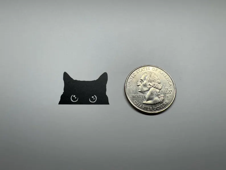 Cat Peeker Decal, Car Decal, Black Cat Peeker Sticker, Blank Button, Vinyl Decal, Car Stickers, Vinyl Stickers, Eject Sticker, Cat Decal - Image 4