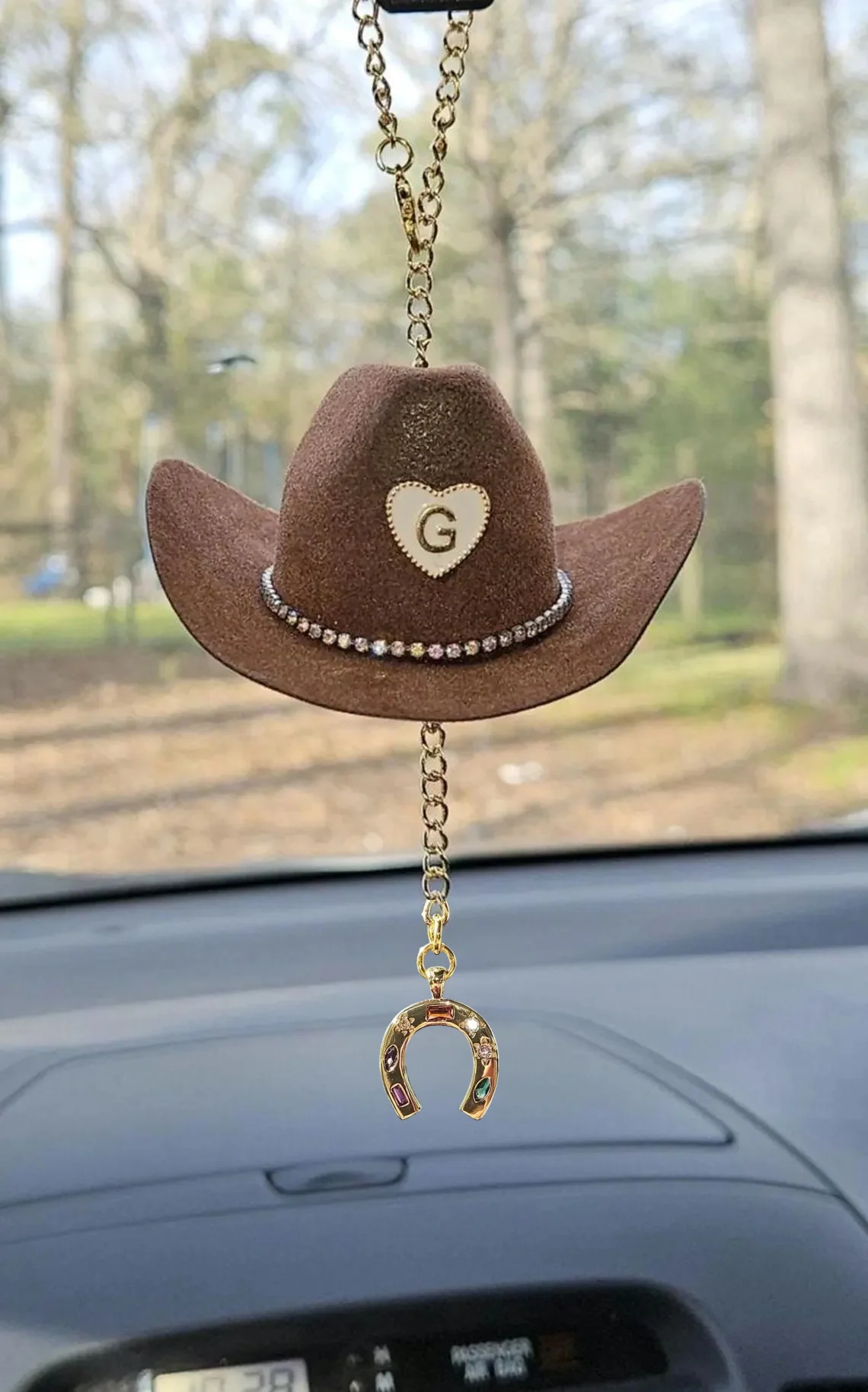 Mini Cowboy Hat Car Charm with Custom Initial - Image 3