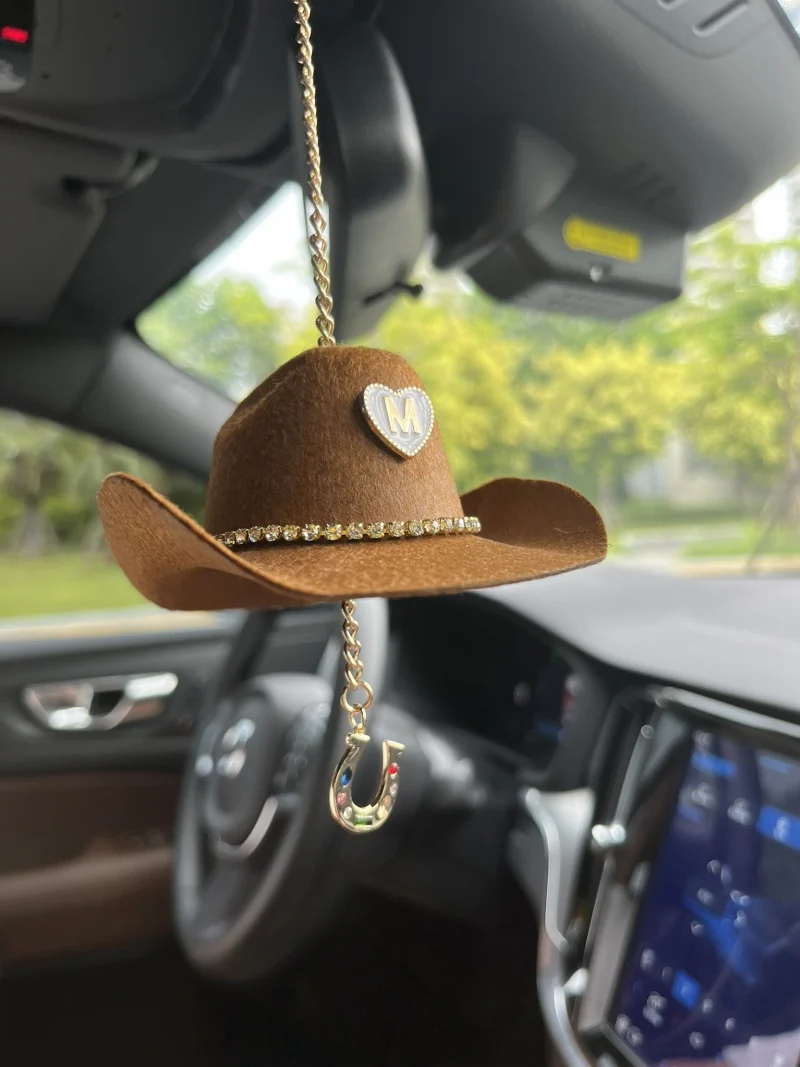 Mini Cowboy Hat Car Charm with Custom Initial-3 Colors - Image 10