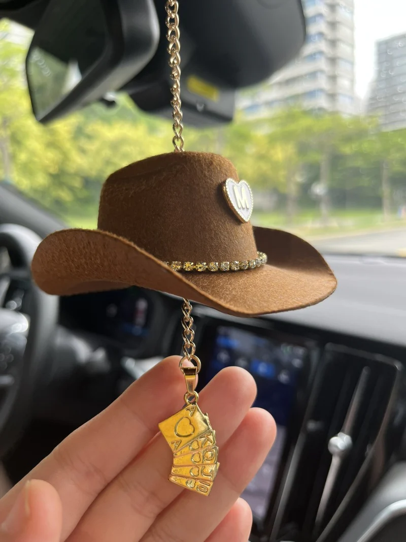 Mini Cowboy Hat Car Charm with Custom Initial-3 Colors - Image 3