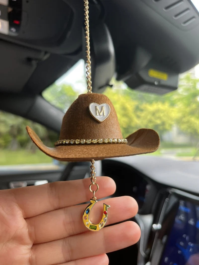 Mini Cowboy Hat Car Charm with Custom Initial-3 Colors - Image 5