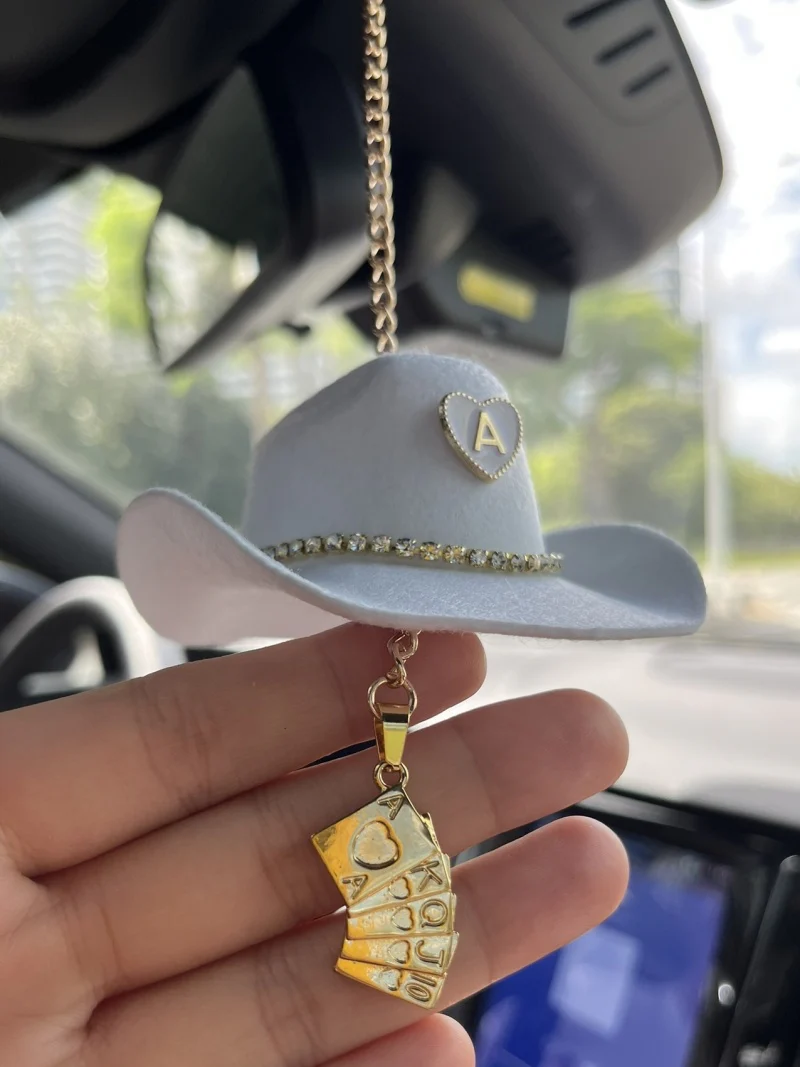 Mini Cowboy Hat Car Charm with Custom Initial-3 Colors - Image 7