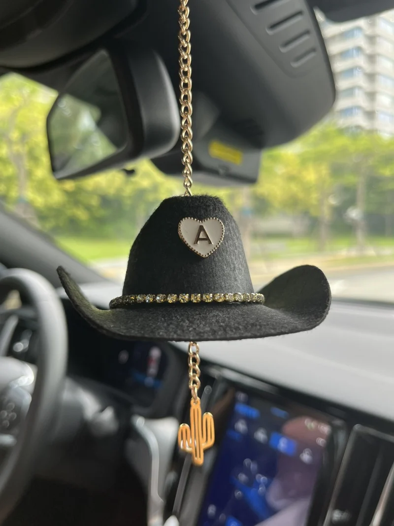 Mini Cowboy Hat Car Charm with Custom Initial-3 Colors - Image 8