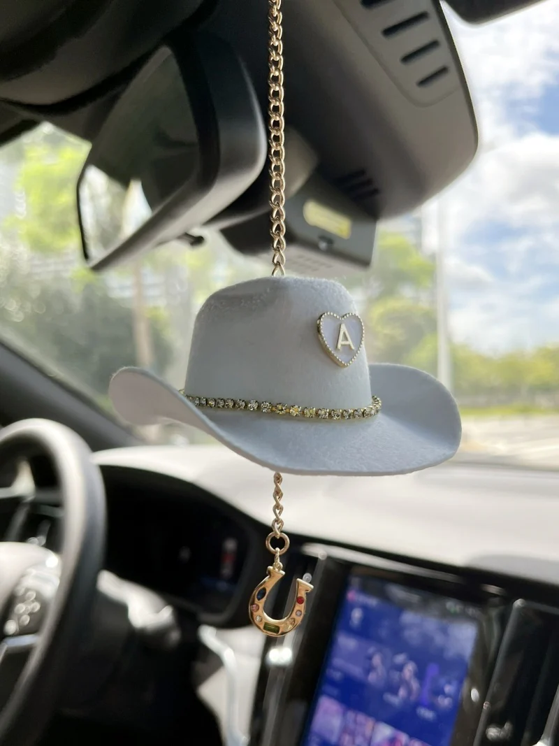 Mini Cowboy Hat Car Charm with Custom Initial-3 Colors - Image 9