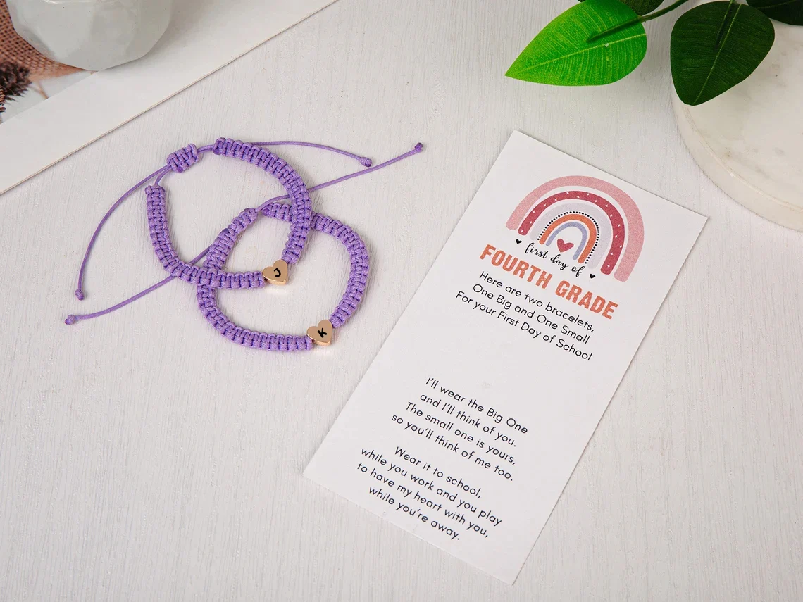 Mommy and Me First Day of School Matching Bracelets – Heart Set - Image 3