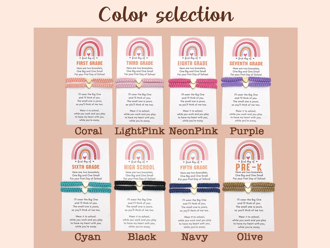 Mommy and Me First Day of School Matching Bracelets – Heart Set - Image 4