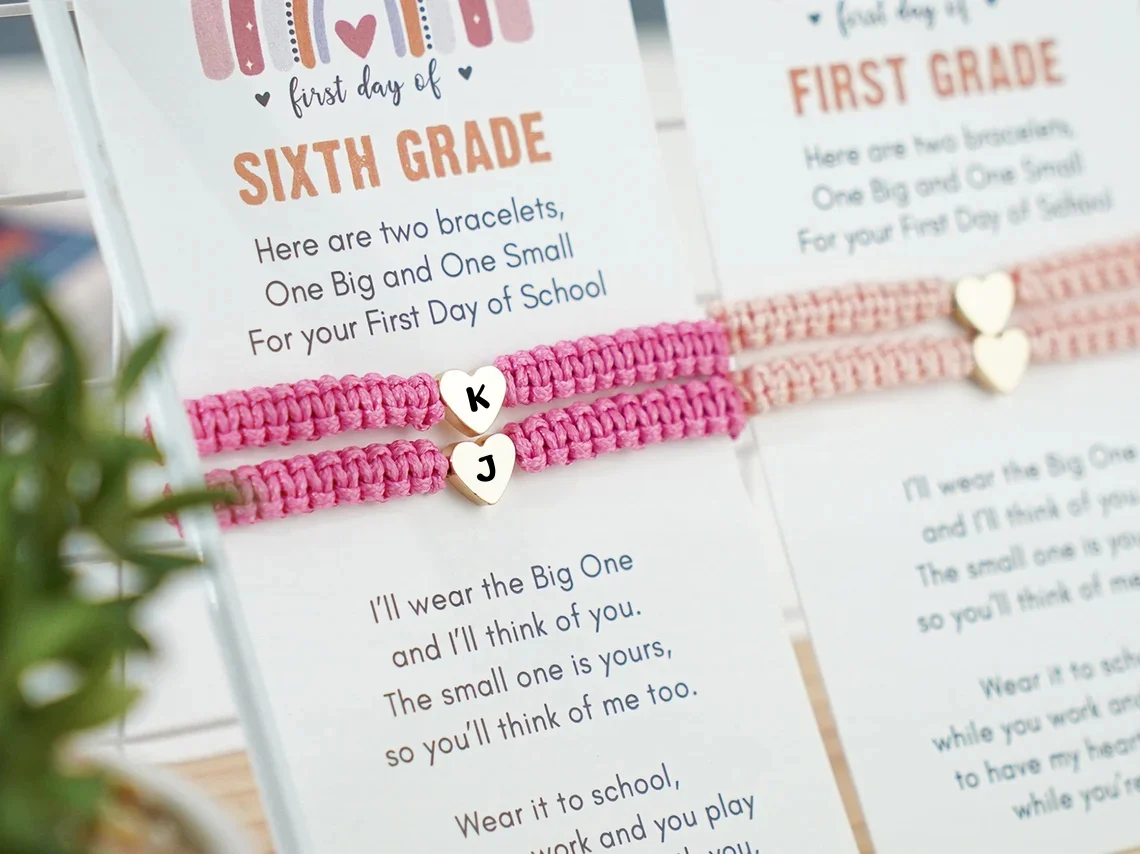 Mommy and Me First Day of School Matching Bracelets – Heart Set - Image 7