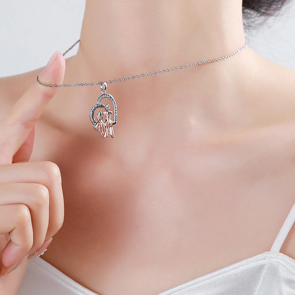 925 Silver Heart Necklace – Mother & Daughter with Engraved Messages - Image 4