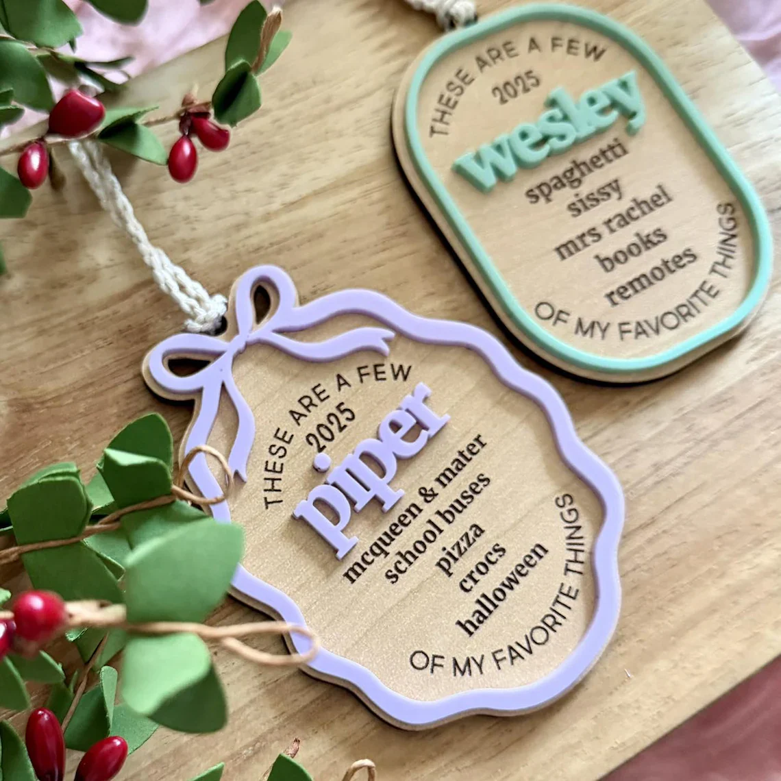 Personalized My Favorite Things Ornament 2025 – Kids Custom Christmas Gift - Image 2