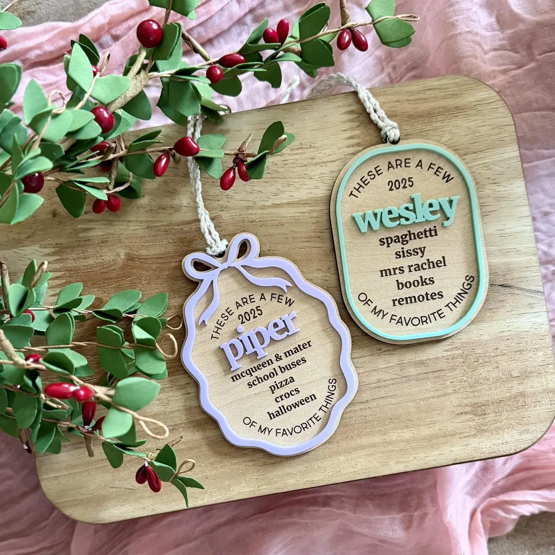 Personalized My Favorite Things Ornament 2025 – Kids Custom Christmas Gift - Image 3