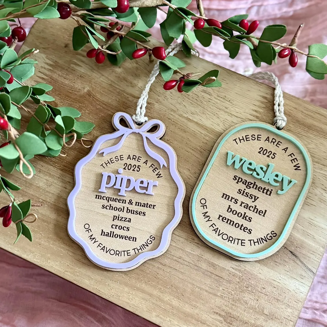 Personalized My Favorite Things Ornament 2025 – Kids Custom Christmas Gift - Image 4