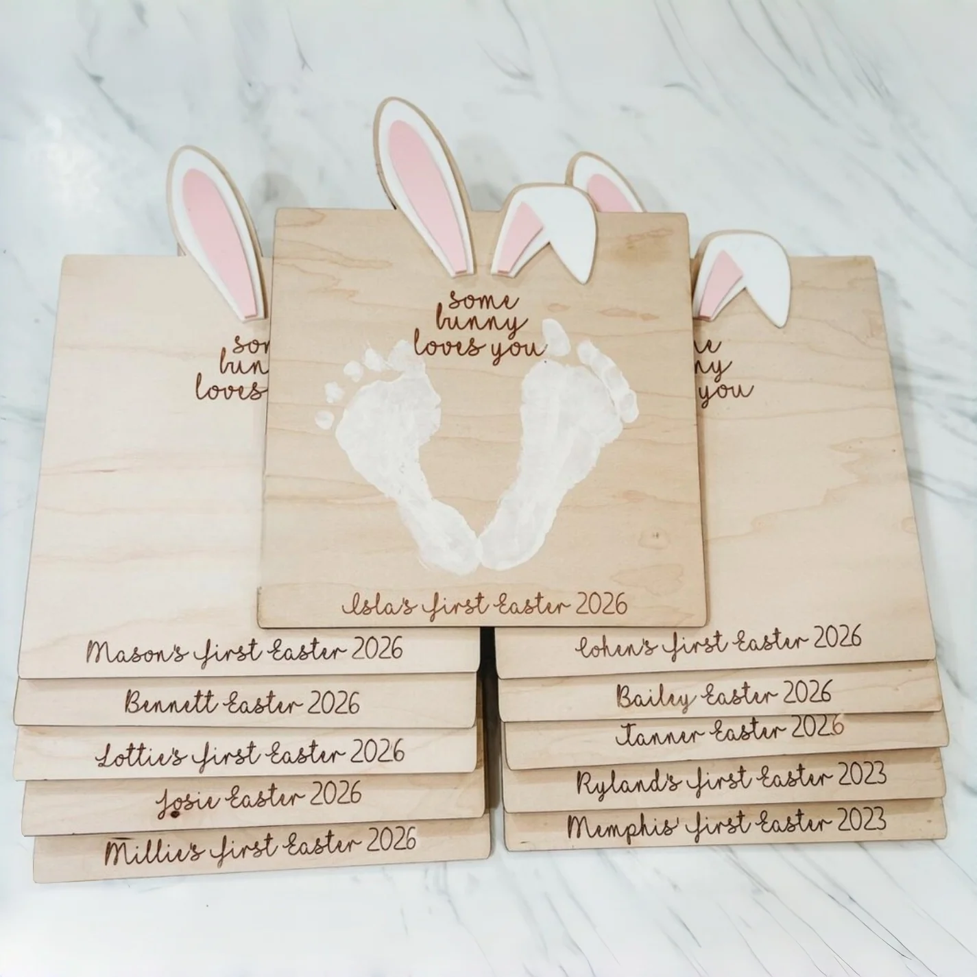 My First Easter Footprint Sign – Some Bunny Loves You Keepsake - Image 2