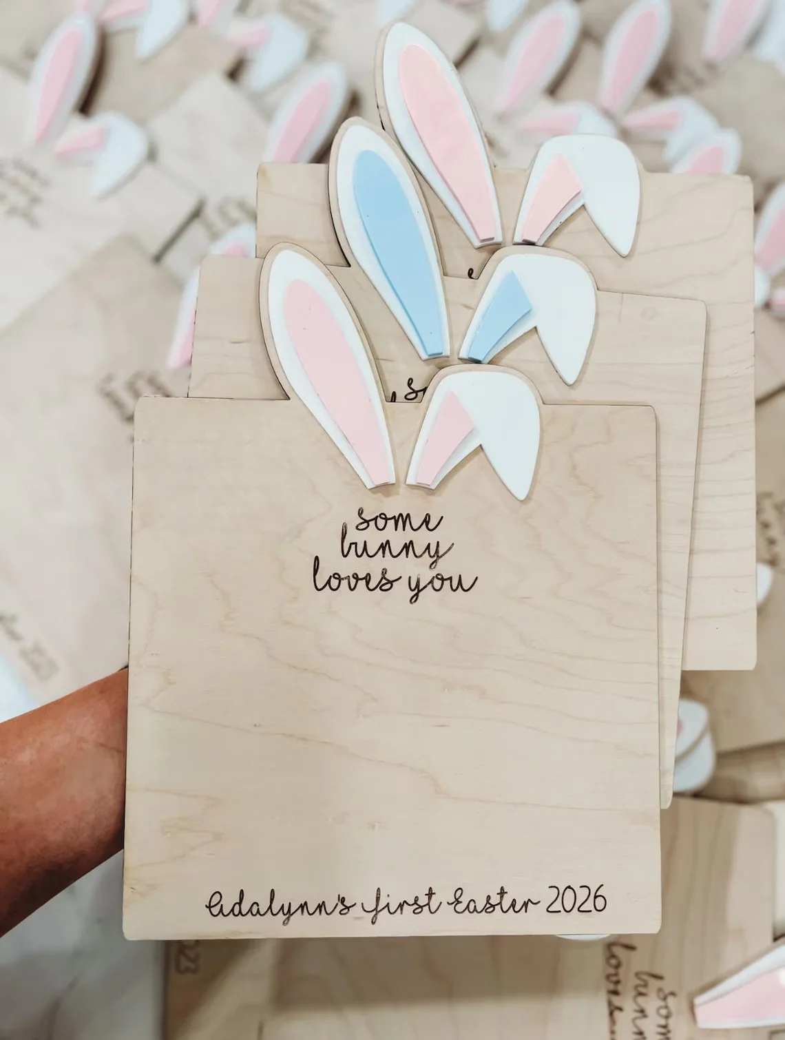 My First Easter Footprint Sign – Some Bunny Loves You Keepsake - Image 3
