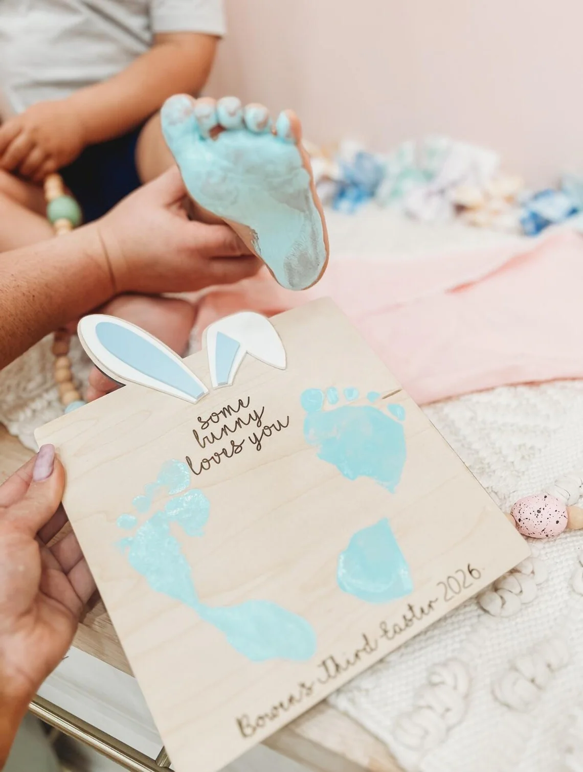 My First Easter Footprint Sign – Some Bunny Loves You Keepsake - Image 5