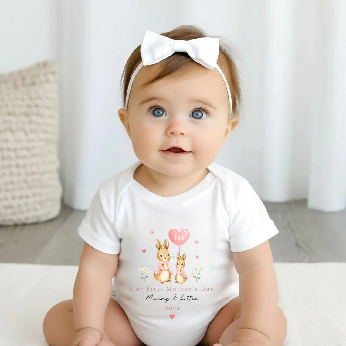 Our First Mother's Day Sleepsuit Personalized Vest for New Mum Bunny - Image 3