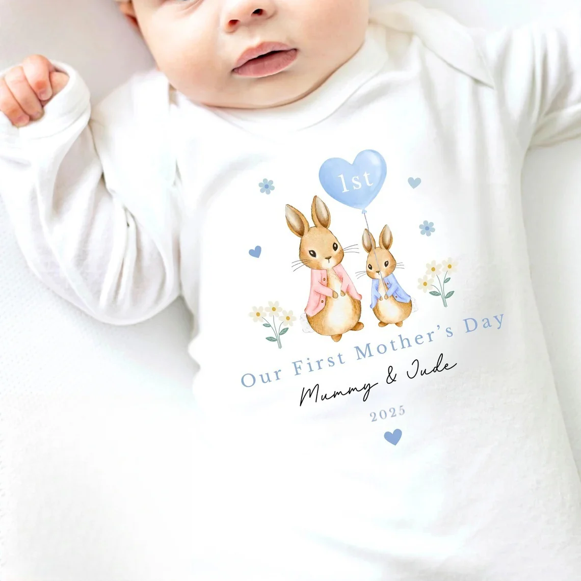 Our First Mother's Day Sleepsuit Personalized Vest for New Mum Bunny - Image 5