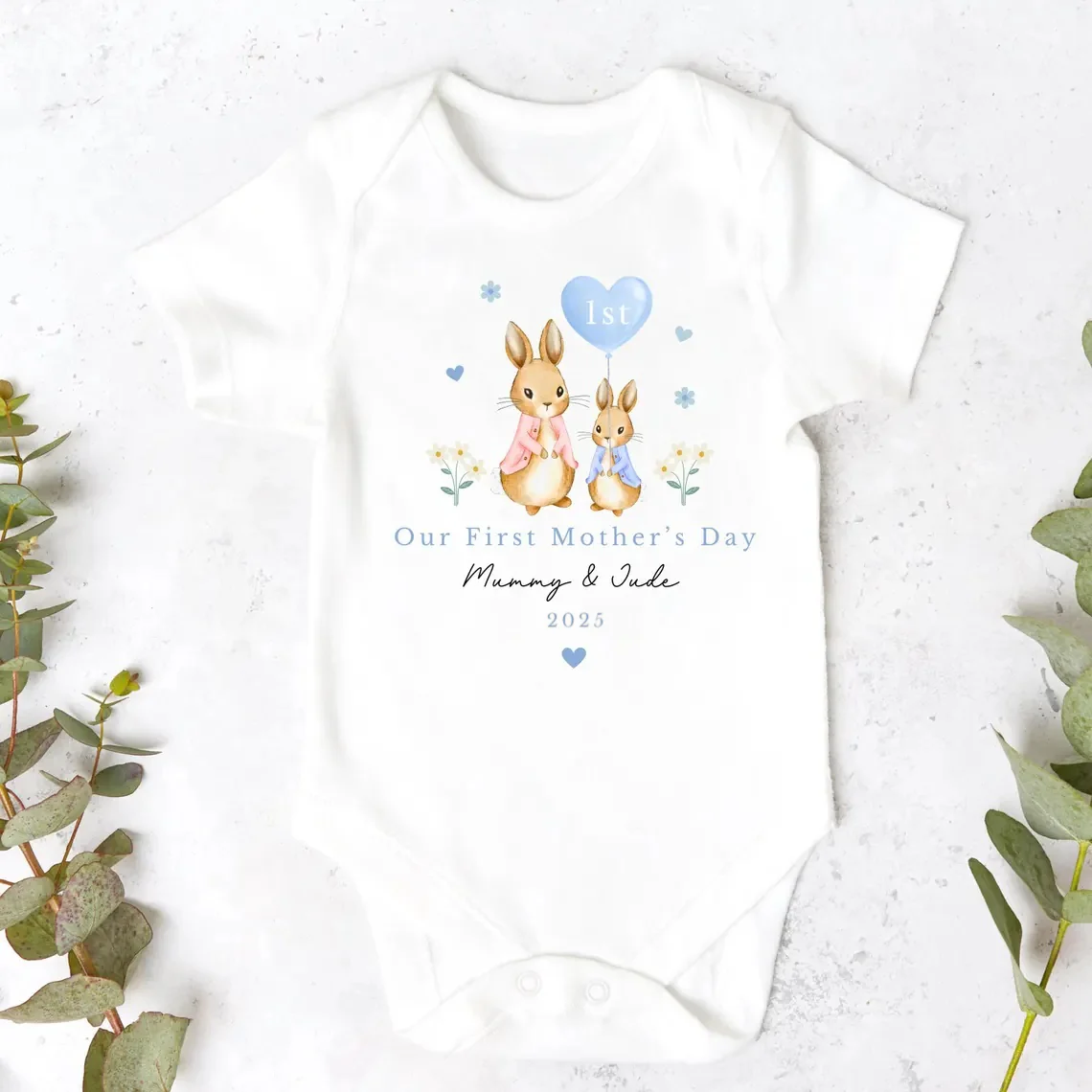 Our First Mother's Day Sleepsuit Personalized Vest for New Mum Bunny - Image 7