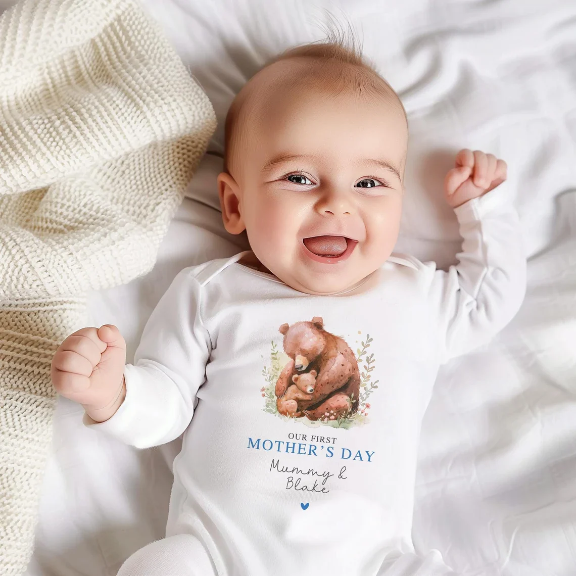 Our First Mother's Day Sleepsuit Personalized New Mum Gift giraffe bear elephant - Image 5