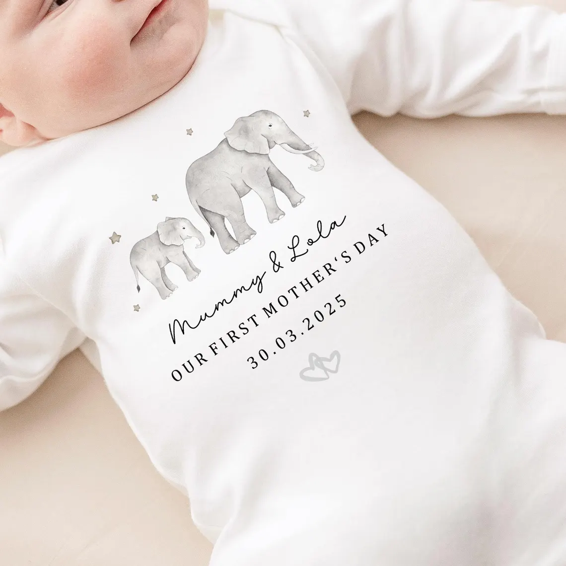 Our First Mother's Day Sleepsuit Personalized New Mum Gift giraffe bear elephant - Image 8