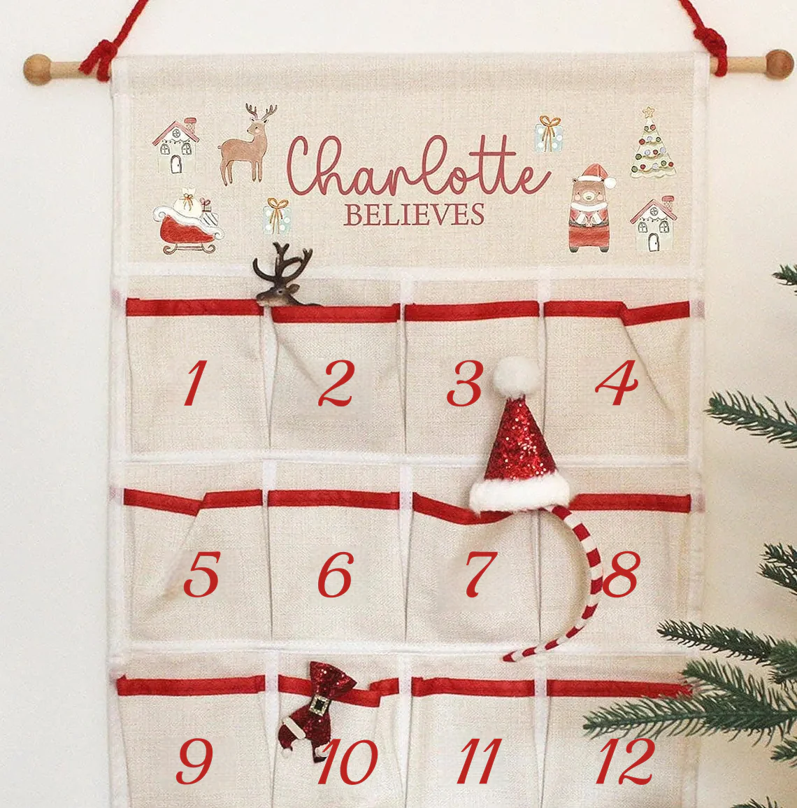 Personalised Advent Calendar 2025 – Fill Your Own Refillable Hanging Linen - Image 2