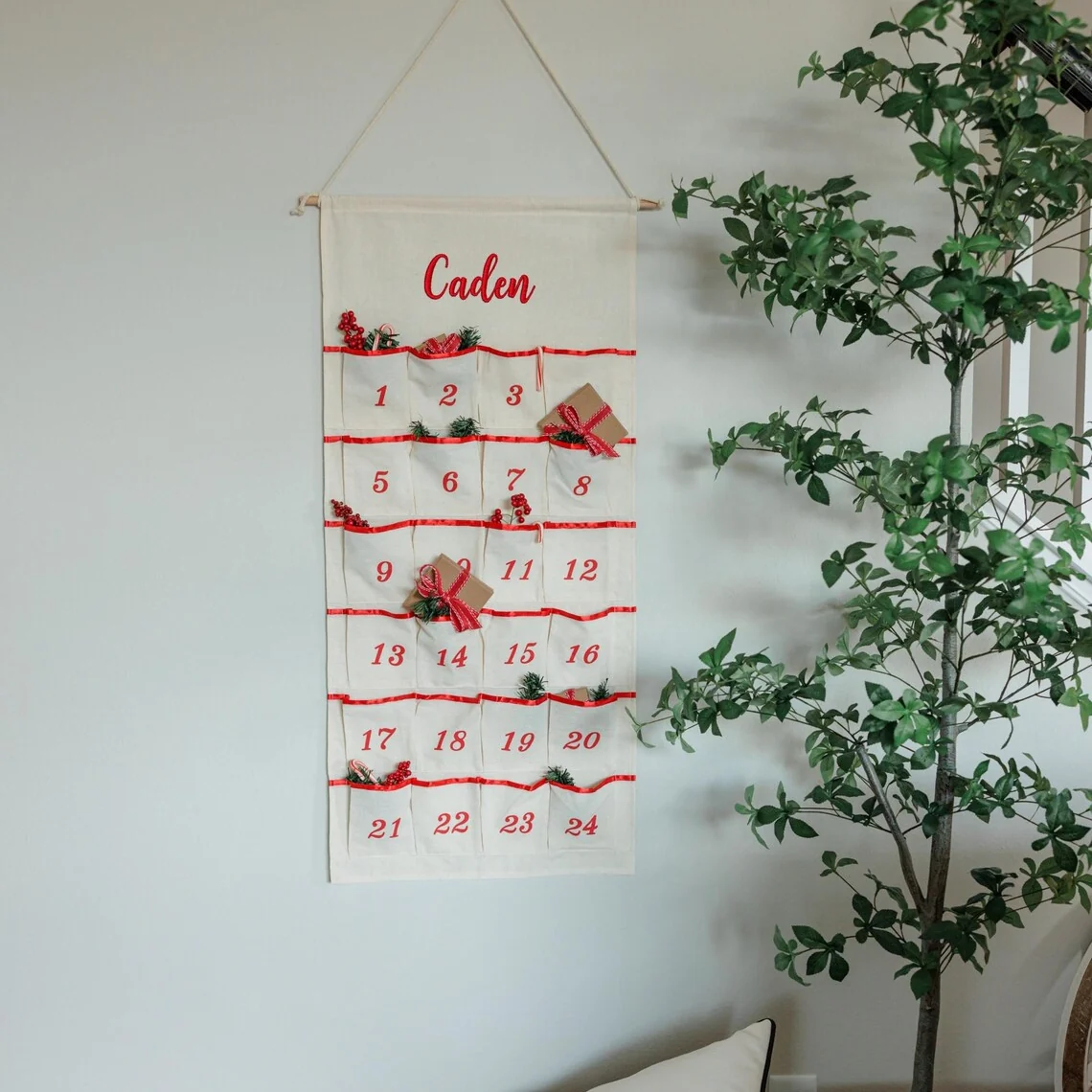 Personalised Advent Calendar 2025 – Fill Your Own Refillable Hanging Linen - Image 6