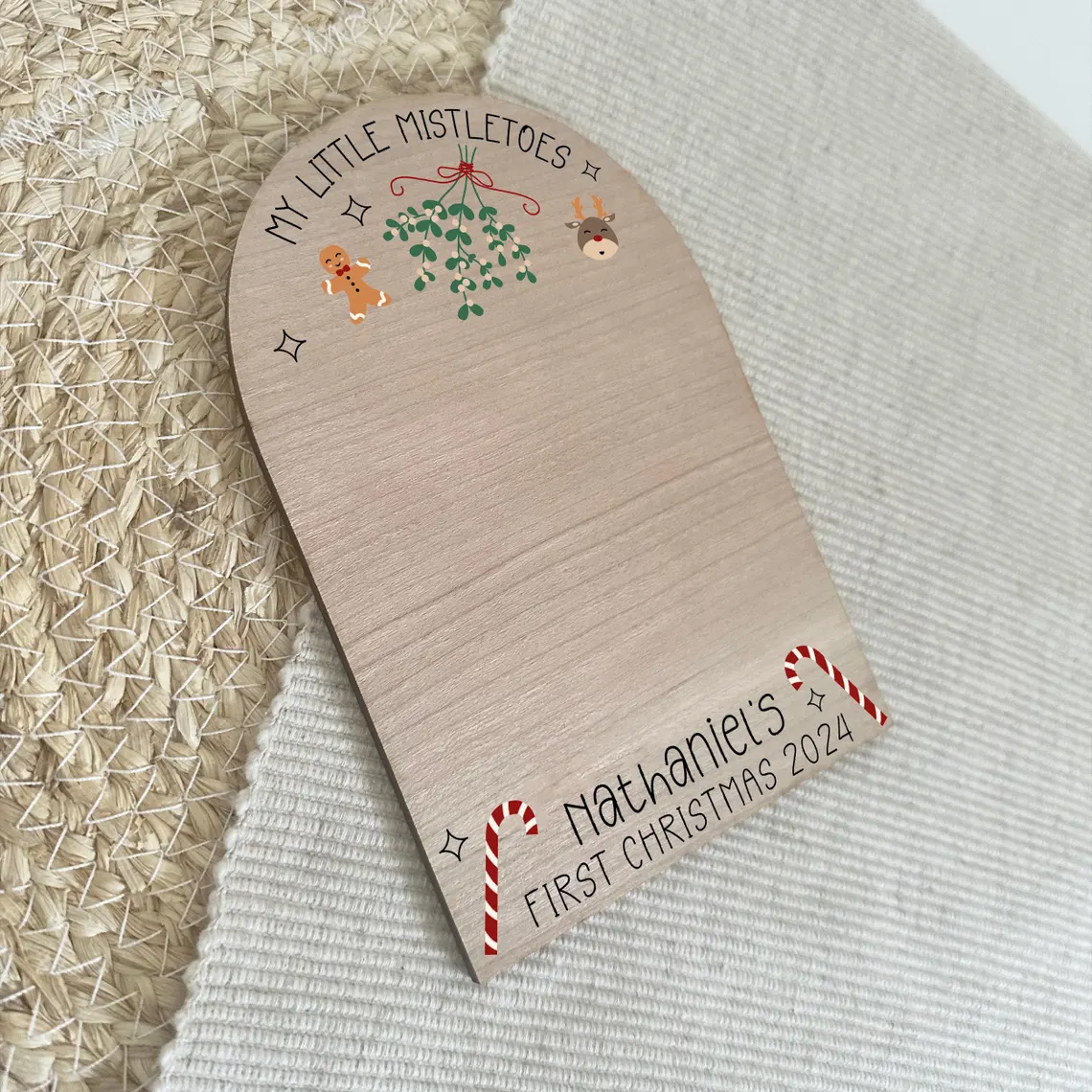 Personalised Baby’s First Christmas Mistletoe Plaque 2025 | Footprint Keepsake - Image 7
