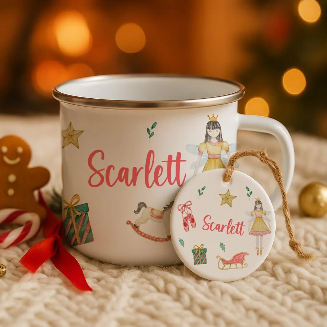 Personalised Kids Christmas Cup & Ceramic Bauble Set – Nutcracker or Sugarplum - Image 3
