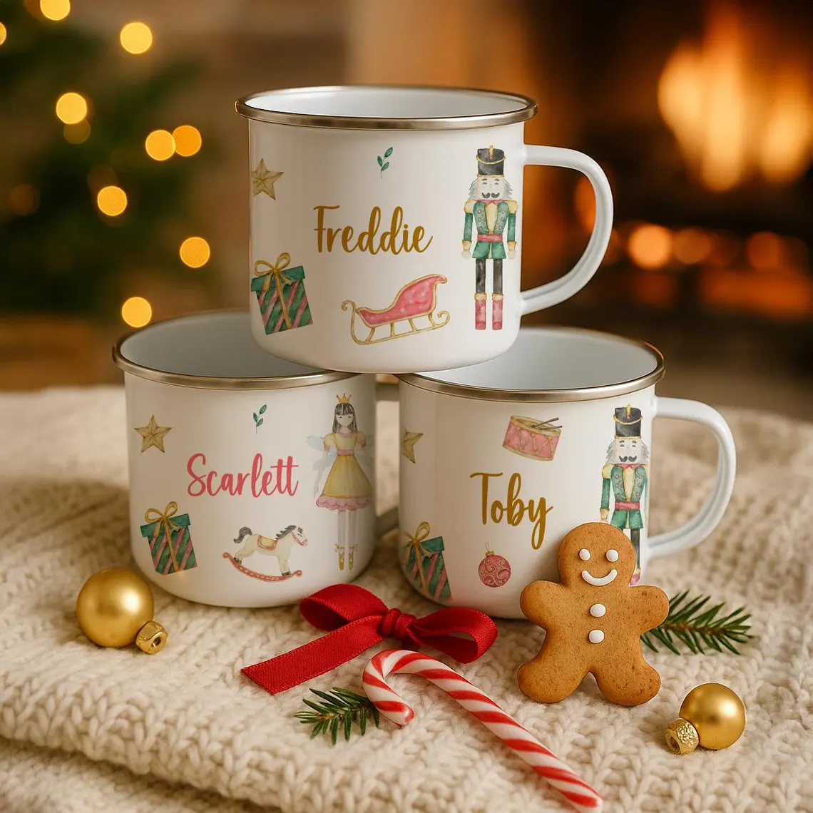 Personalised Kids Christmas Cup & Ceramic Bauble Set – Nutcracker or Sugarplum - Image 4