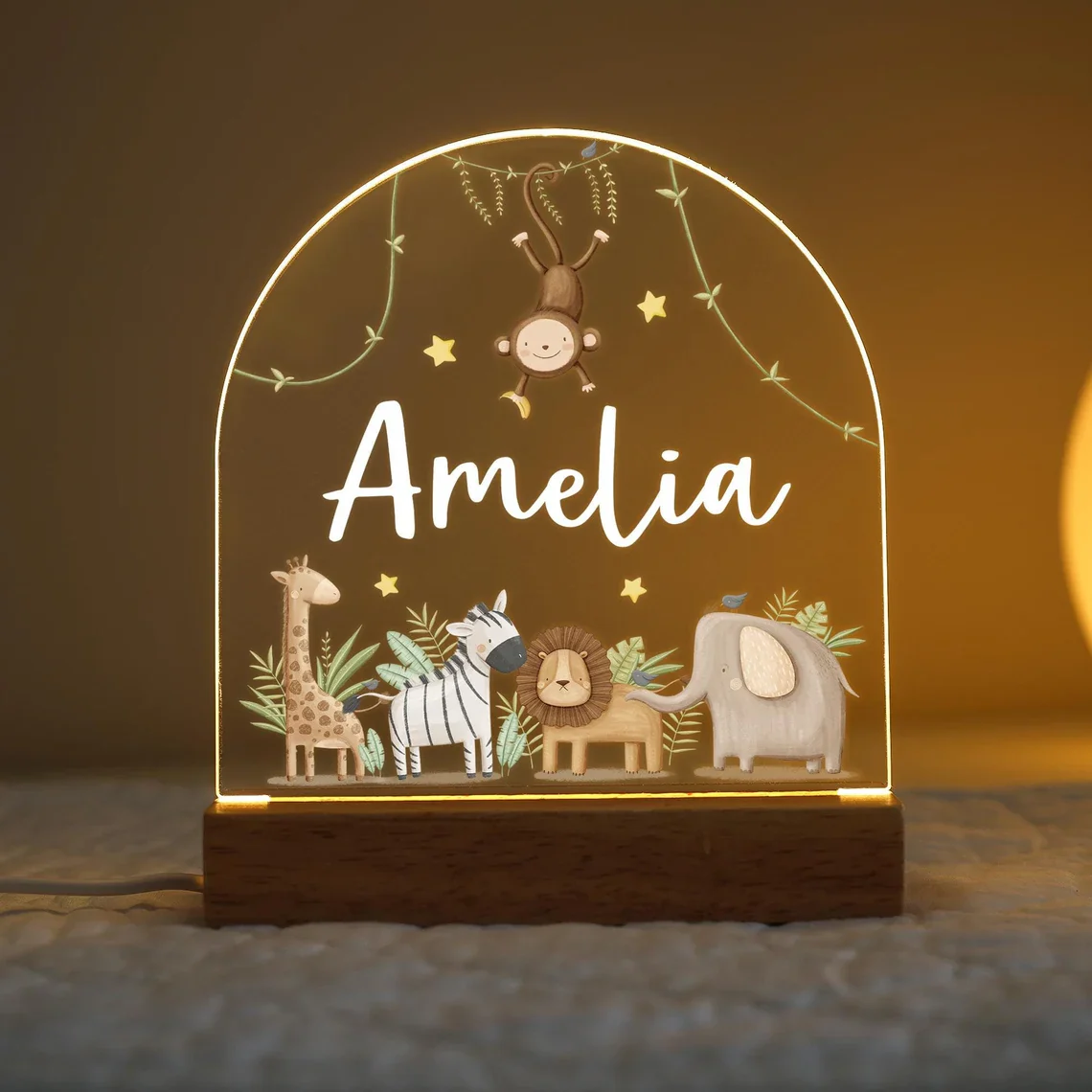 Personalised LED Animal Lamp | Kids Night Light | Safari Jungle Animal Light - Image 2