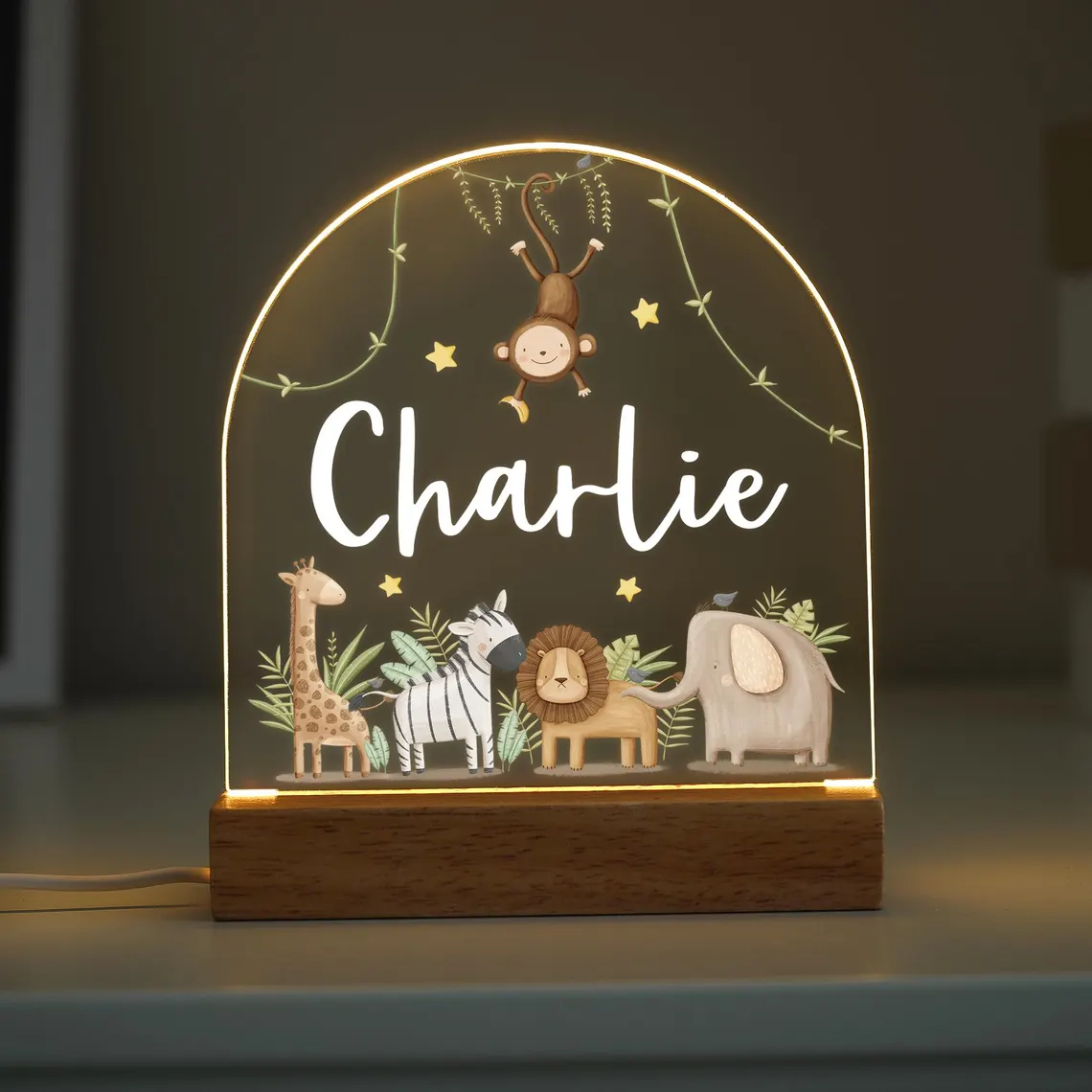 Personalised LED Animal Lamp | Kids Night Light | Safari Jungle Animal Light - Image 3