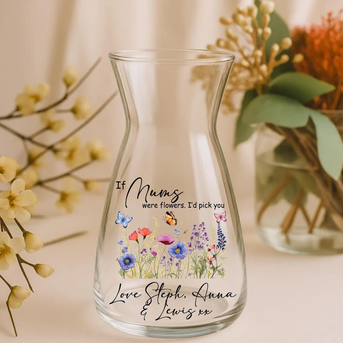 Personalised Wild Flower Glass Vase – Custom Gift - Image 2