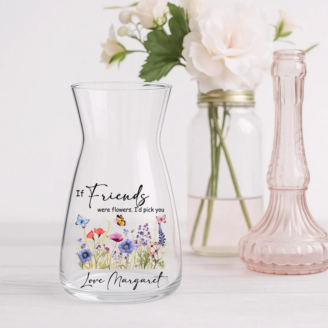 Personalised Wild Flower Glass Vase – Custom Gift - Image 3