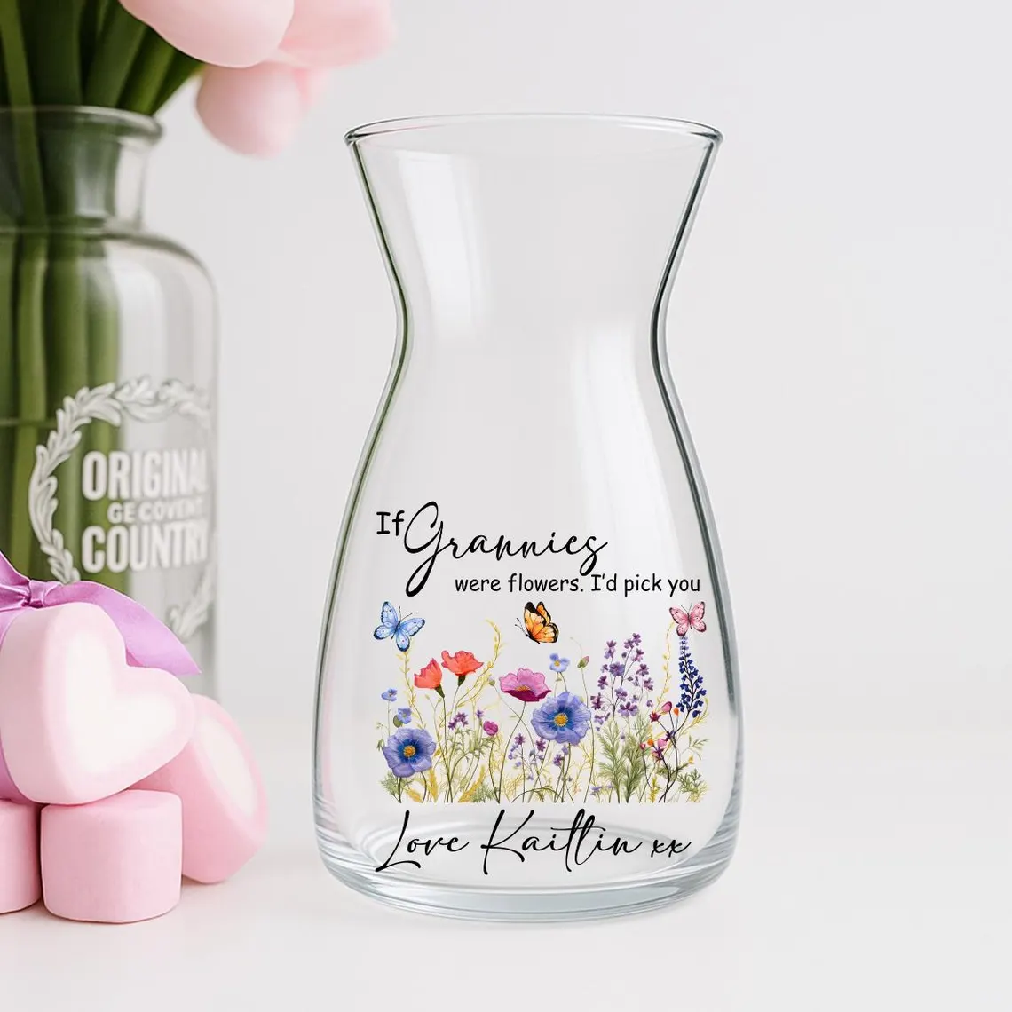 Personalised Wild Flower Glass Vase – Custom Gift - Image 4
