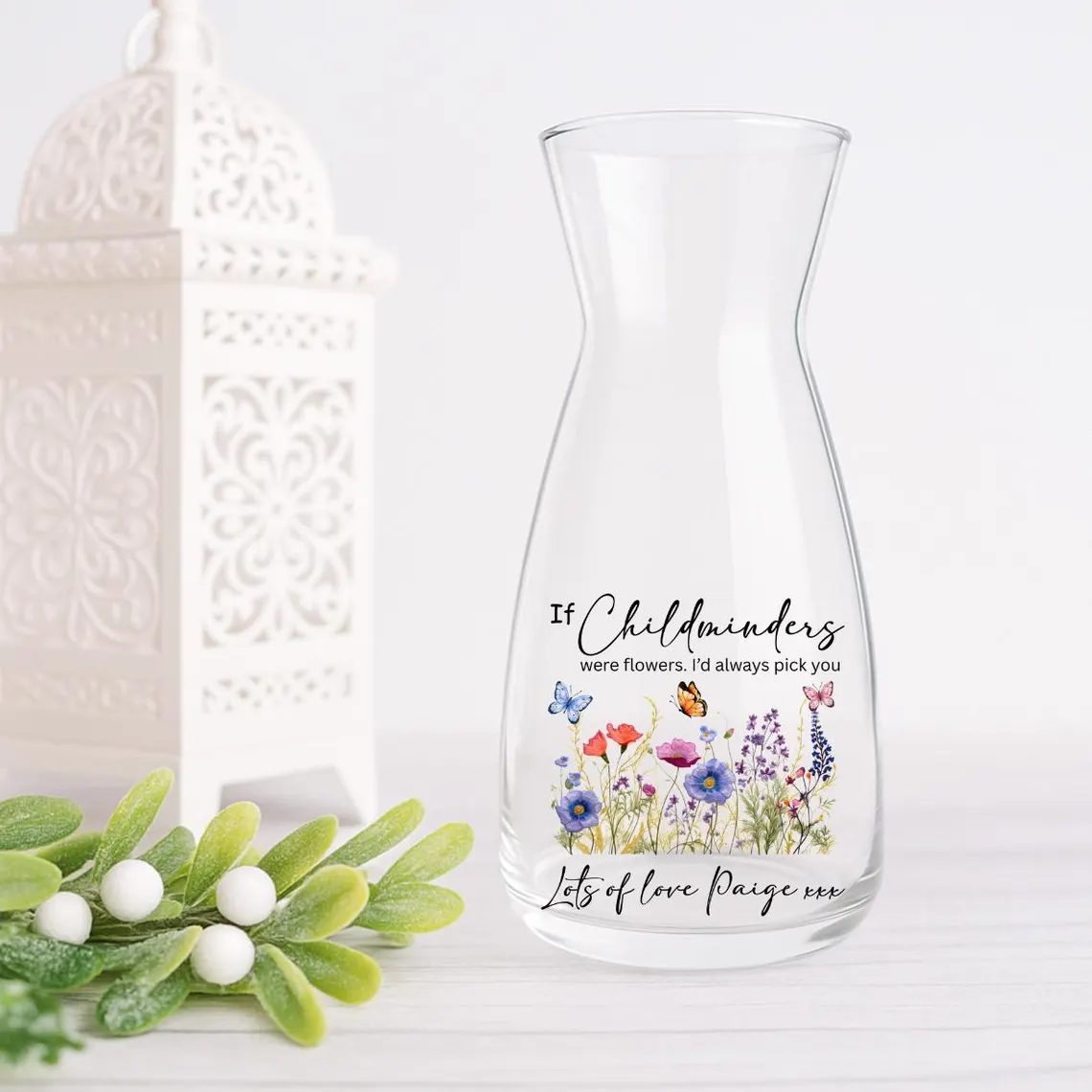 Personalised Wild Flower Glass Vase – Custom Gift - Image 5