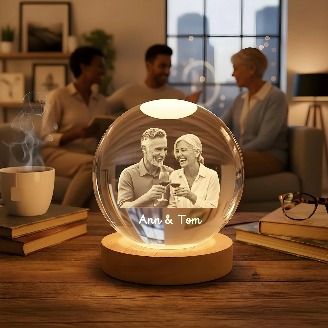 Personalized 2D Photo Crystal Ball Night Light – Engraved LED Lamp - Image 3