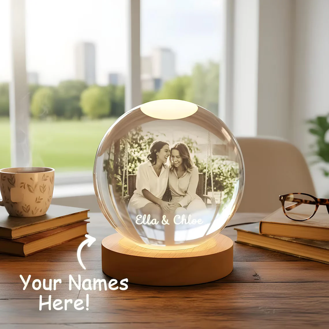 Personalized 2D Photo Crystal Ball Night Light – Engraved LED Lamp - Image 6
