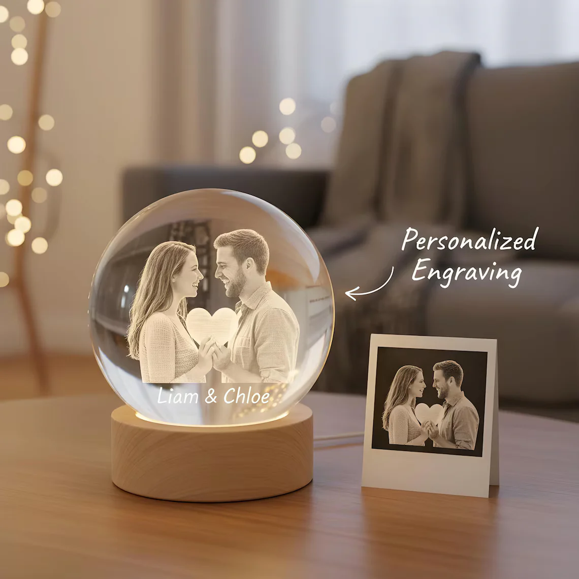Personalized 2D Photo Crystal Ball Night Light – Engraved LED Lamp - Image 7