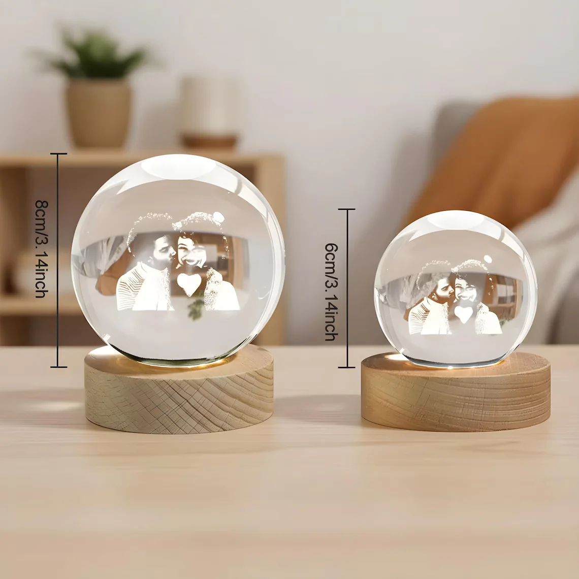 Personalized 2D Photo Crystal Ball Night Light – Engraved LED Lamp - Image 8