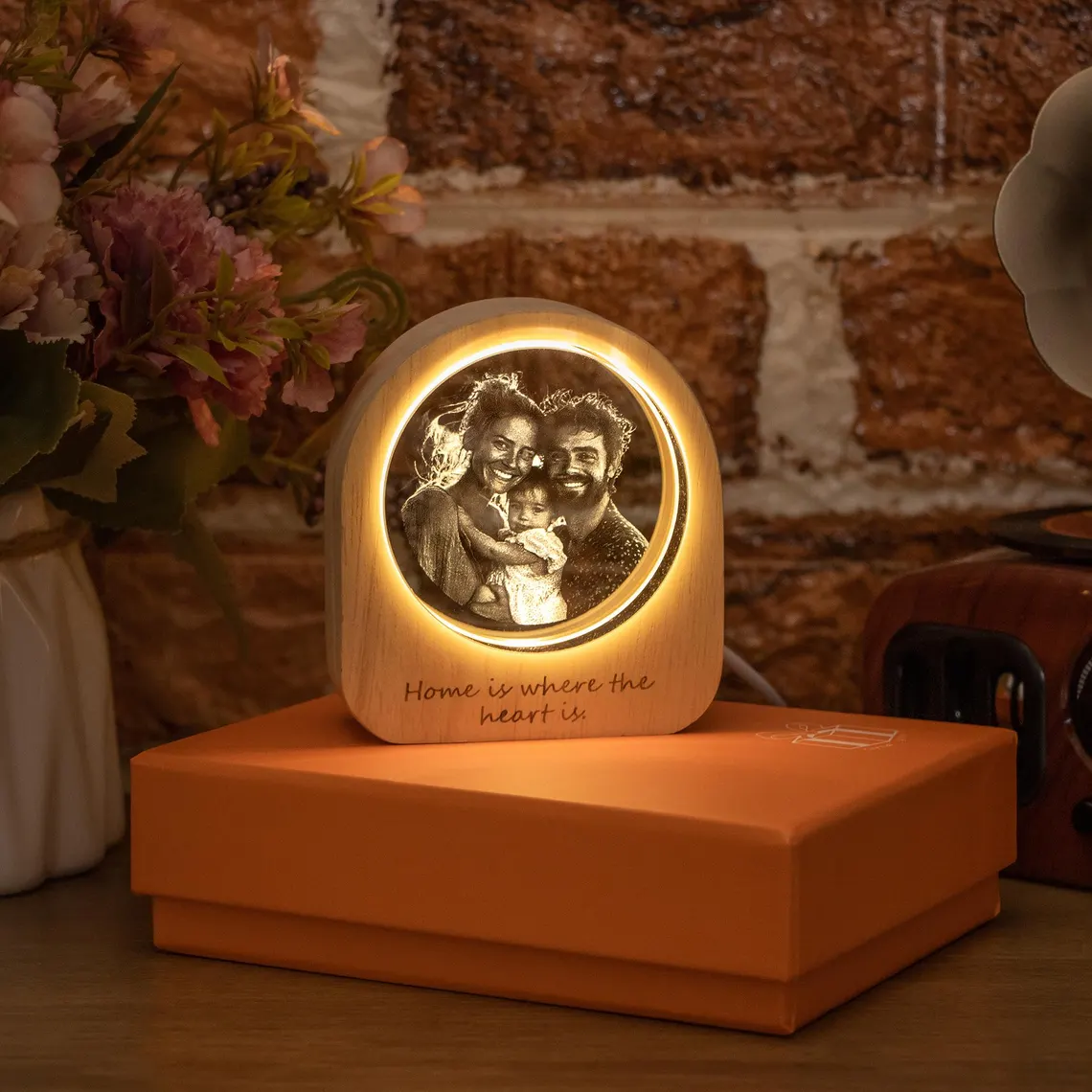 Personalized 3D Crystal Photo LED Light – Custom Family Keepsake Gift - Image 2