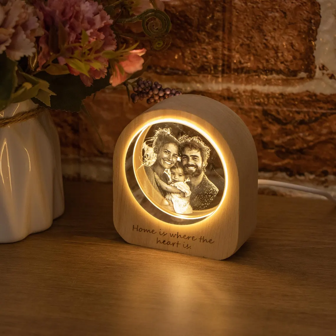 Personalized 3D Crystal Photo LED Light – Custom Family Keepsake Gift - Image 3