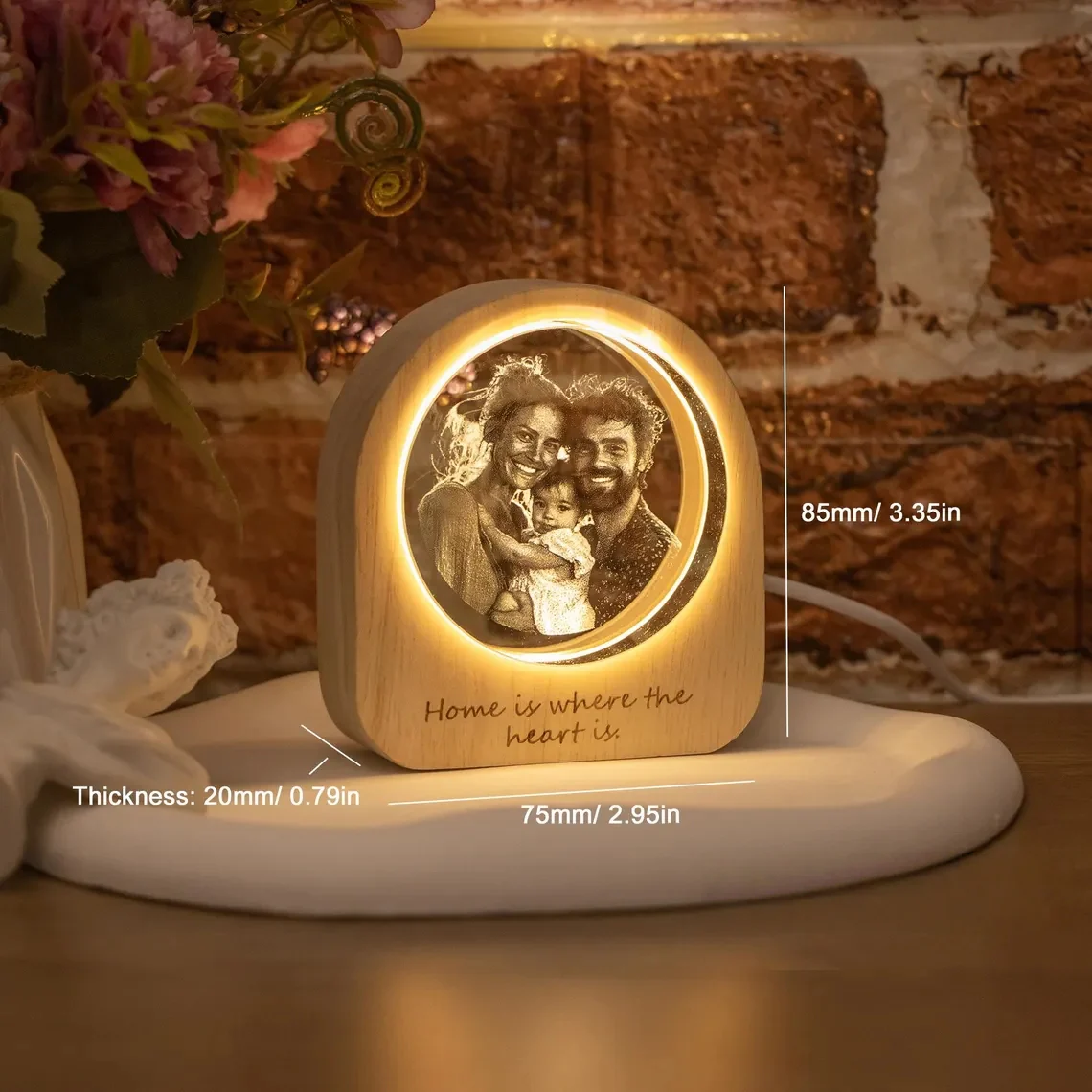 Personalized 3D Crystal Photo LED Light – Custom Family Keepsake Gift - Image 4