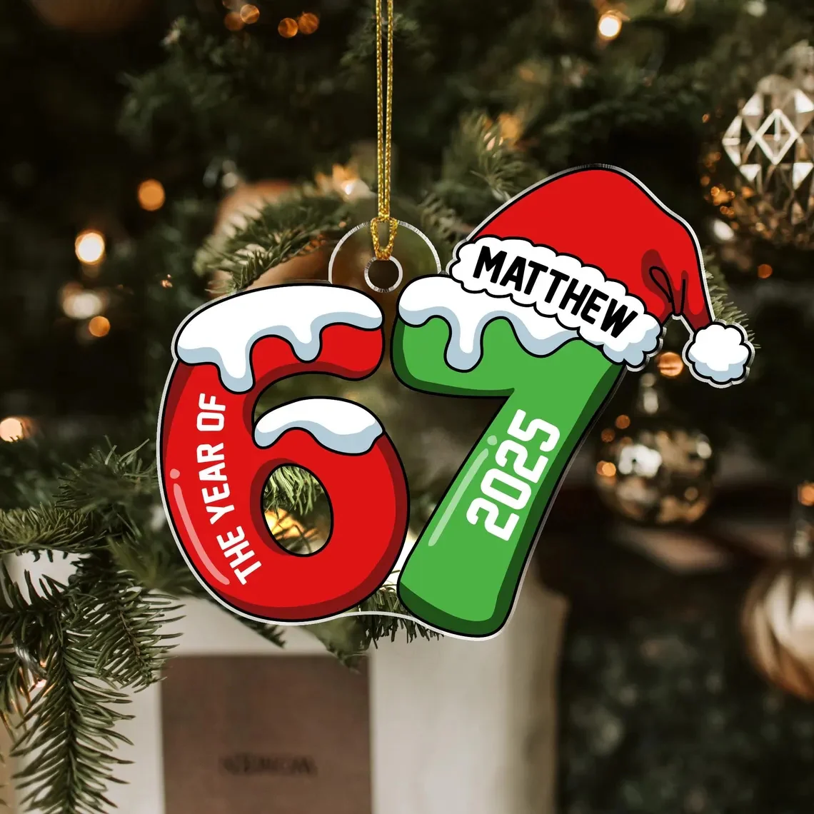 Personalized 67 Acrylic Ornament – Funny Teen Christmas Gift 2025 - Image 2