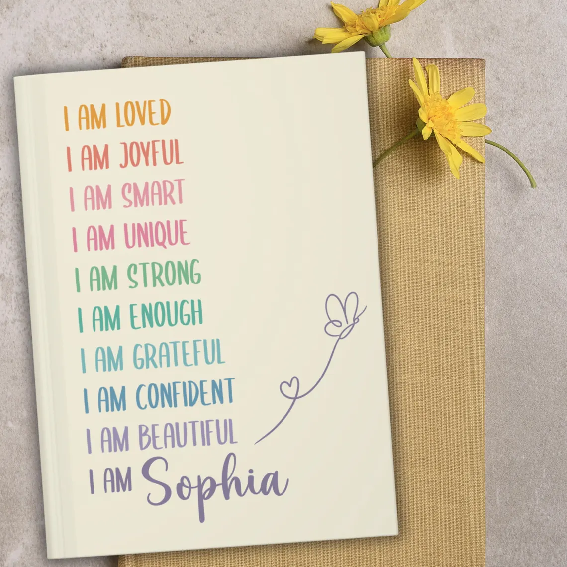 Personalized Affirmations Journal for Girls – Custom Name Diary Notebook - Image 3