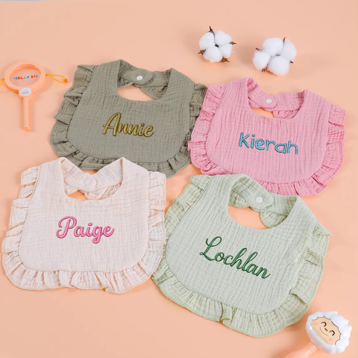 Personalized Baby Bibs – Custom Embroidered Cotton Baby Gift - Image 2