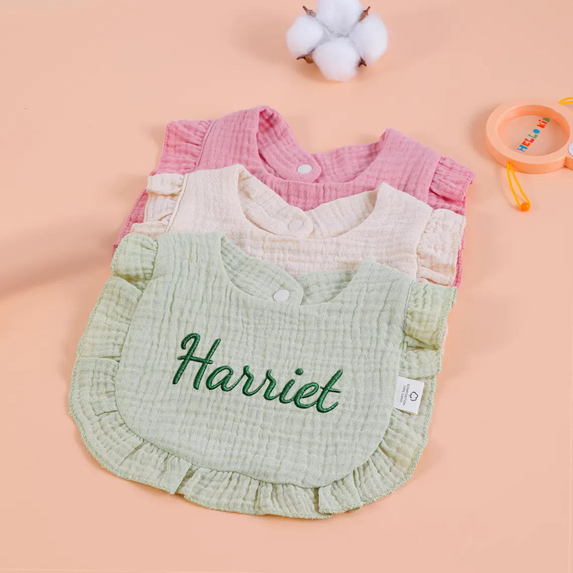 Personalized Baby Bibs – Custom Embroidered Cotton Baby Gift - Image 3