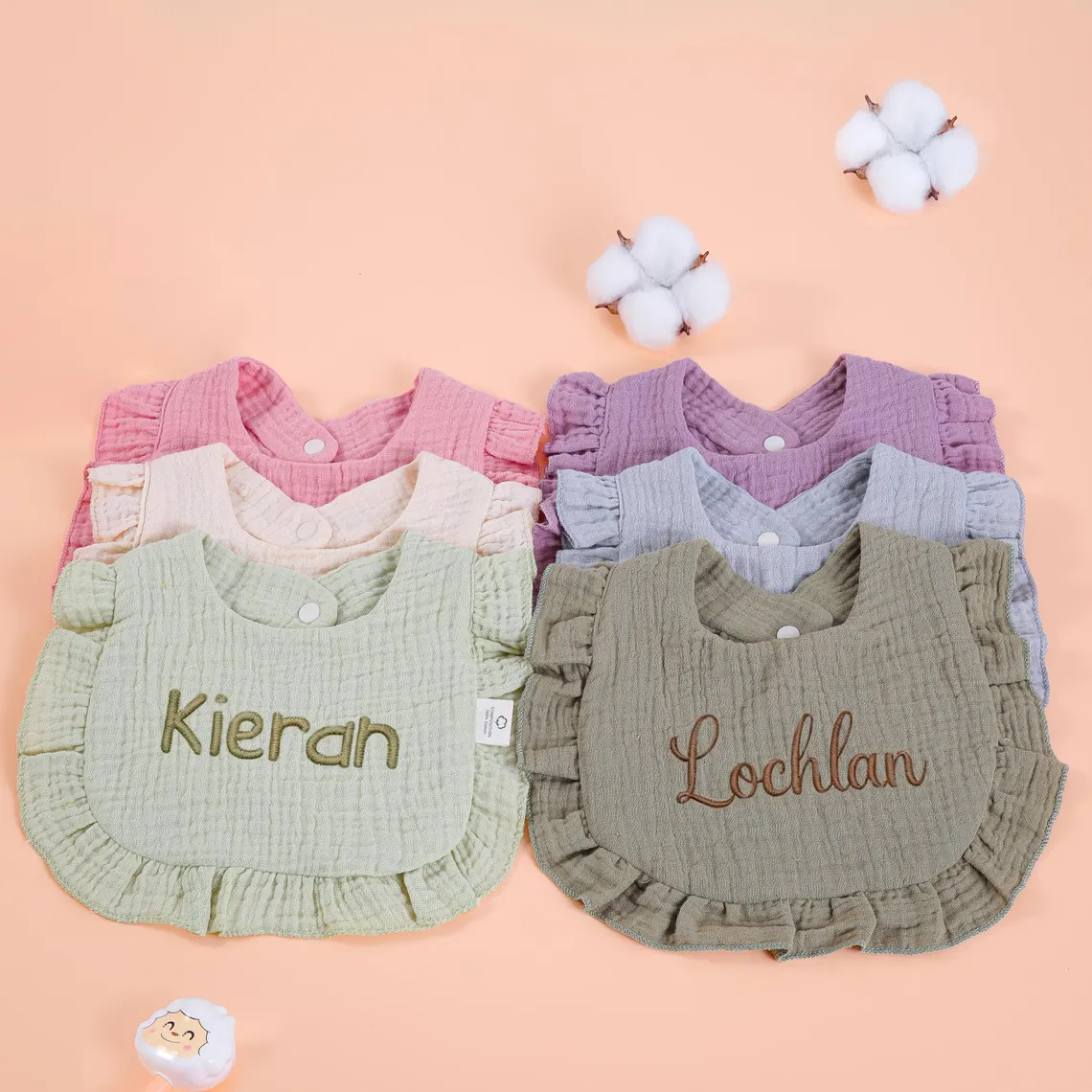 Personalized Baby Bibs – Custom Embroidered Cotton Baby Gift - Image 4