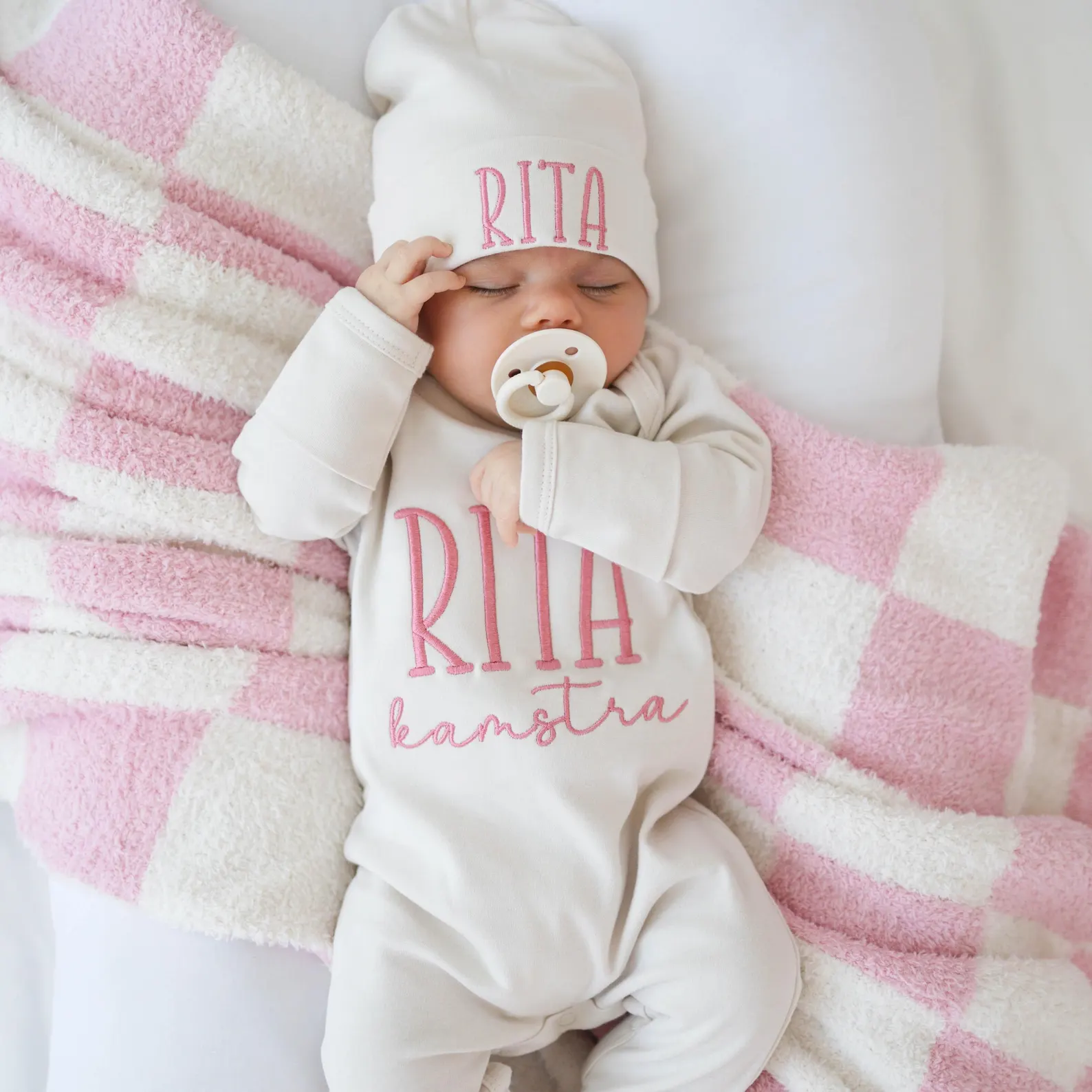 Personalized Baby Coming Home Outfit | Embroidered Name Romper
