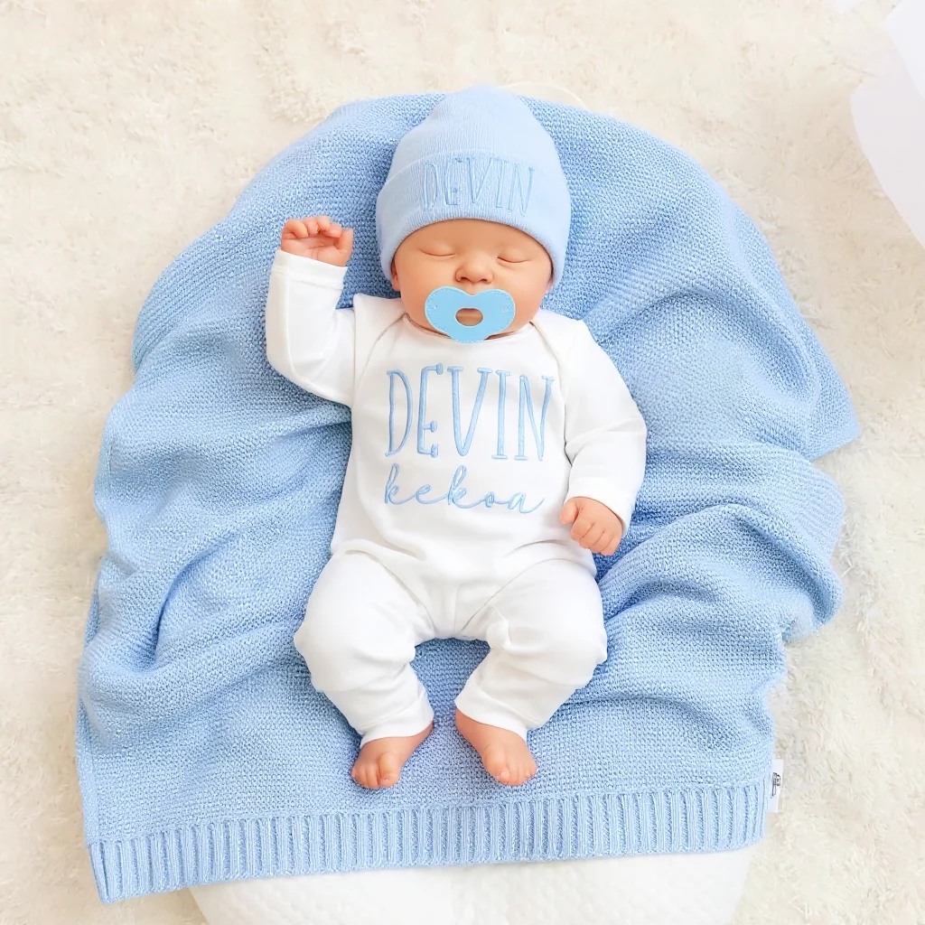 Personalized Baby Coming Home Outfit | Embroidered Name Romper - Image 2
