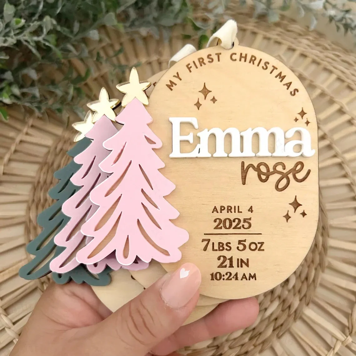 Personalized Baby Ornament | My First Christmas Custom Name Ornament | Baby Stats Gift - Image 2