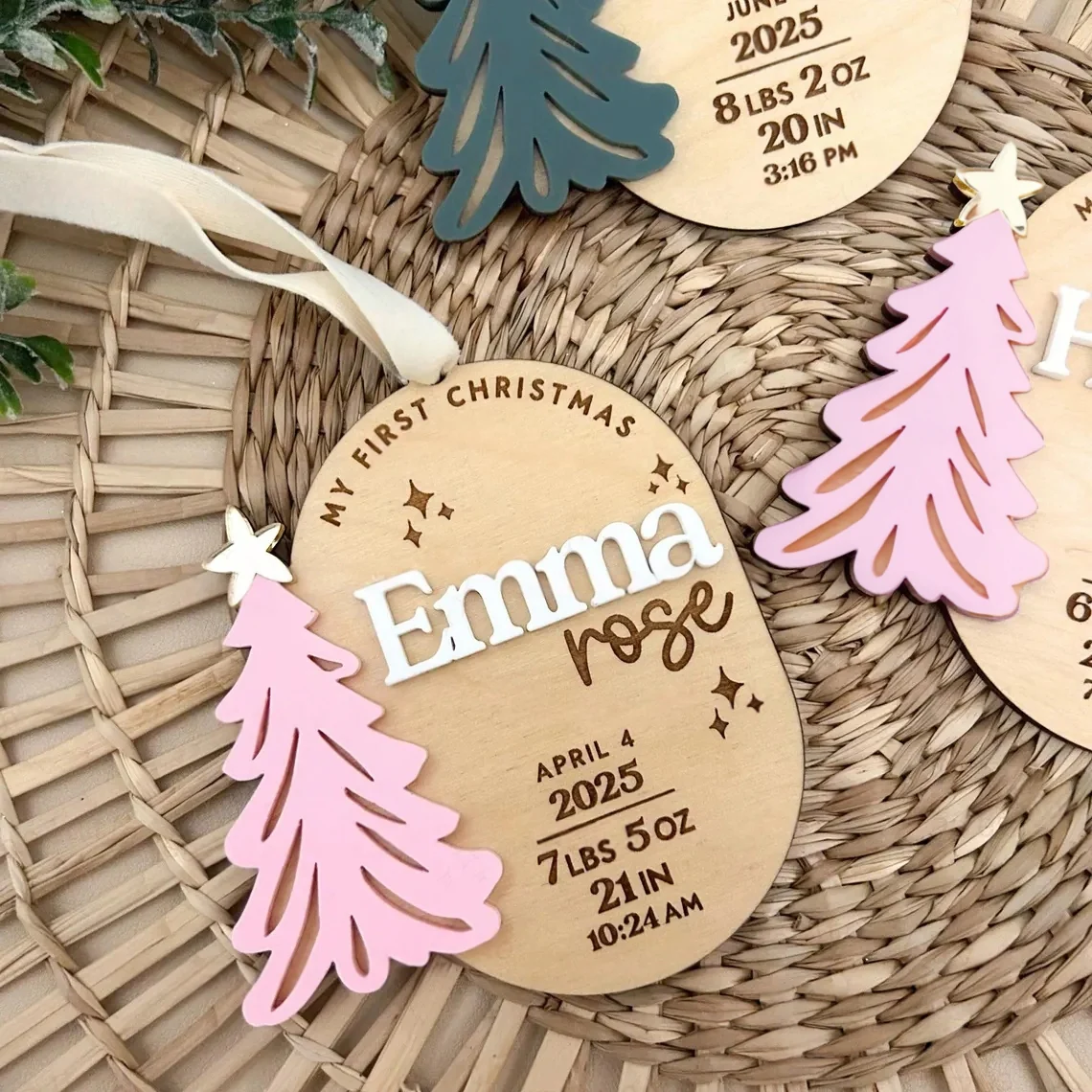Personalized Baby Ornament | My First Christmas Custom Name Ornament | Baby Stats Gift - Image 3